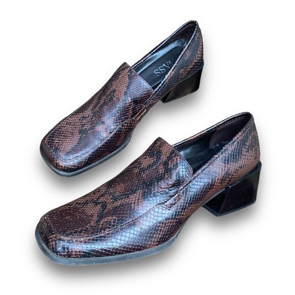 Bass Arianna Brown Reptile Snake Animal Print Square Toe Comfort Shoes size 9 - Picture 15 of 16